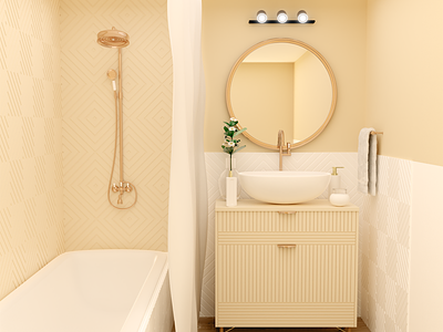 Bathroom Golden 3d 3dmodel bathroom blender cycles elegant gold golden photoshop render toilet wash washroom yellow