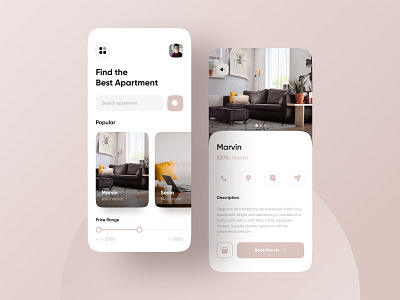 Apartment Booking App apartment app clean concept dailyui design flat icon minimal typography ui ux vector