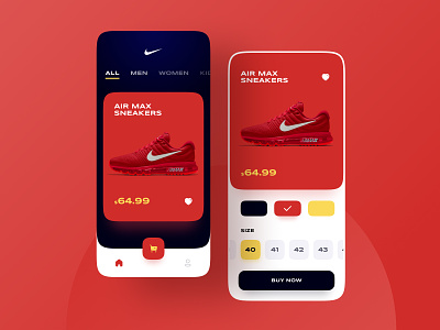 Nike Sneakers App app clean dailyui design flat icon minimal nike shoes app sneakers type typography ui ux vector