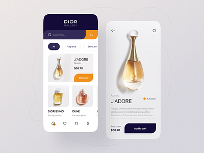 Perfume Shop App app app design beauty clean design ios app design minimal perfume product design typography ui ux