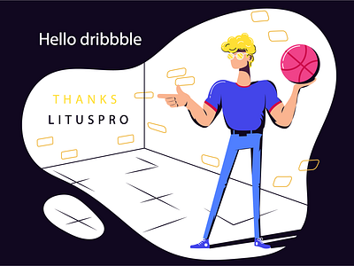 First shot community debut dribbble firstshot hello illustraion invite player thanks vector