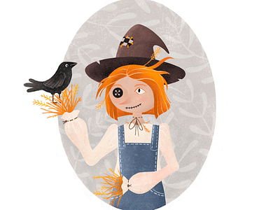 Scarecrow girl which is not that scare, children illustration