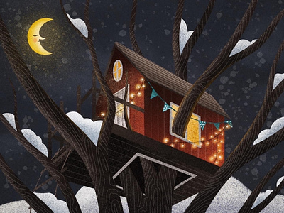 House on a tree, children illustration