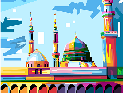 Nabawi mosque wpap style design flat illustration illustrator logo minimal ui vector