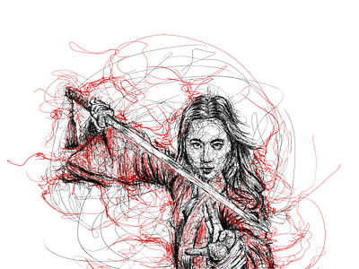 liu yifei mulan Scribble Portrait Art commission design icon illustration illustrator minimal portrait scribble vector work