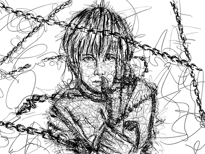 Kurapika HunterXHunter Scribble Portrait Art