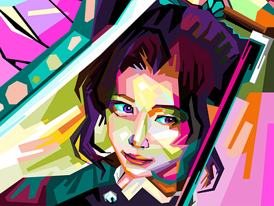 Shinobu WPAP commission design flat illustration logo minimal portrait vector work wpap