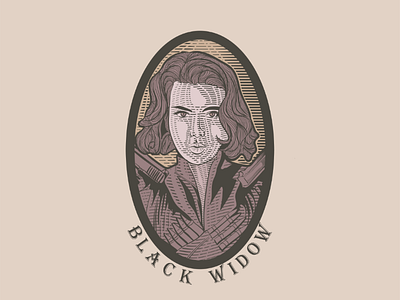 BLACK WIDOW VINTAGE STYLE icon illustration logo portrait scrathboard