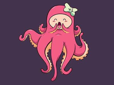 pinkpulp 2d ai art cute desing fun illustration octopus pink sticker