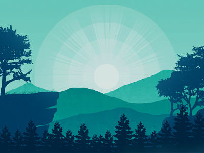 Final illustration 2 artwork design art flat illustration forest hill illustraion landscape life nature art sky sunrise tree ui vector