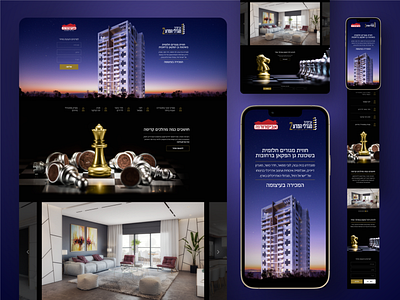 Avisror | Real Estate Landing Page agency apartment black building chess design exclusive gold home house israel landing page luxury real estate science tower ui ux web design