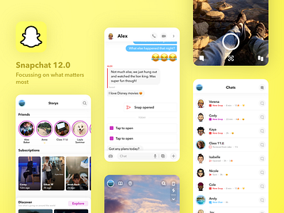 Snapchat UI Redesign app design design ios redesign snapchat ui