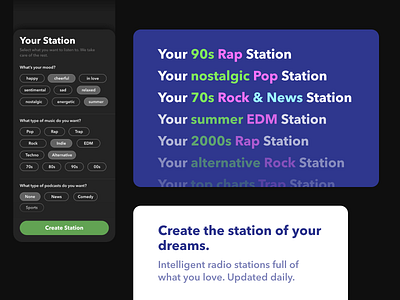 Spotify Intelligent Radio Stations UI Concept app design music app ui ui design