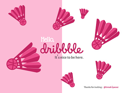 Hello, Dribbble badminton design dribbble figma flying hello hello dribbble hellodribbble illustration illustrator pink poster