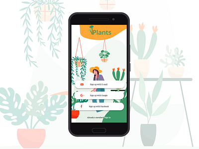 Daily UI #001 Sign Up app design daily 100 challenge daily ui dailyui 001 dailyuichallenge plants plants app signup ui uidesign uxui