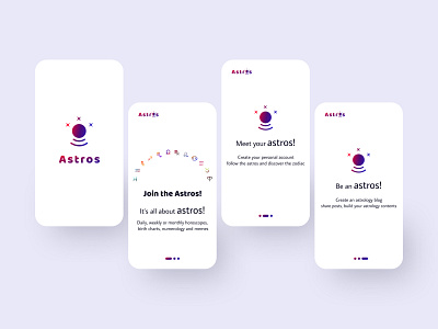 Astros App Light Onboarding astrology astros mobile onboarding social media zodiac