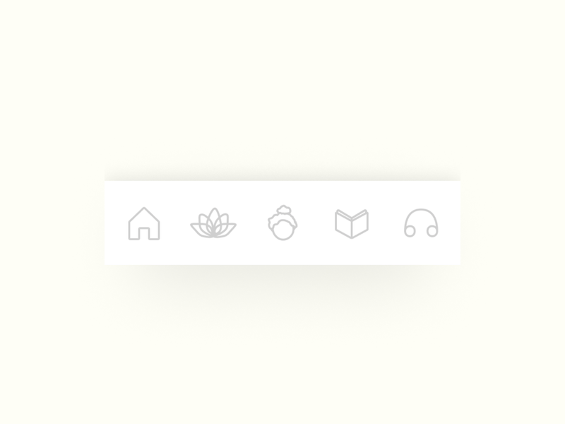 Bottom Nav Menu Animation aftereffects book bottom navigation gif girl headphone home illustration learn listen lotus menu menubar motion nav practice profile yogi