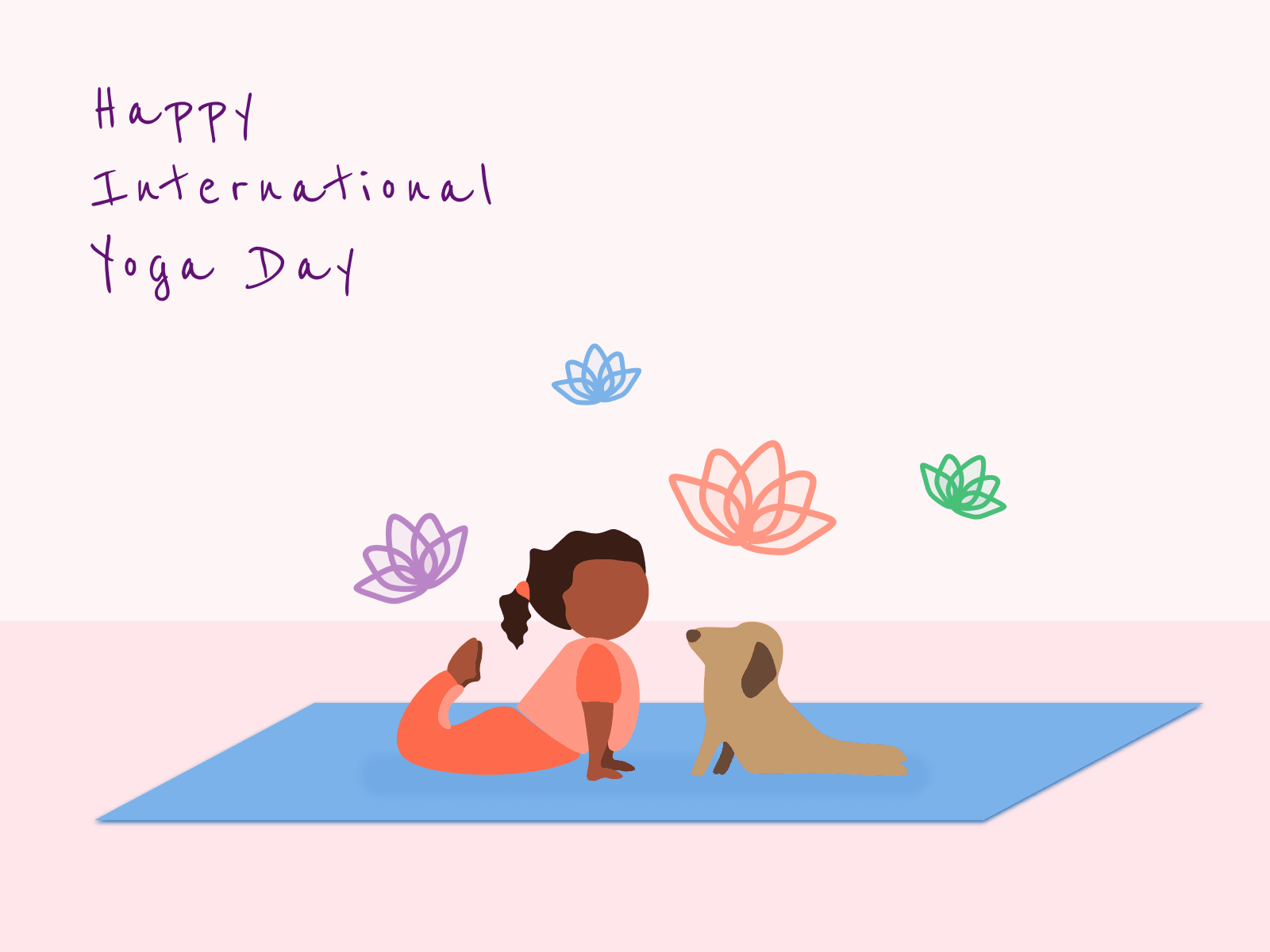 Happy International Yoga Day! 2021 yoga day animation character child dog girl illustration international yoga day lotus motion pose yoga yoga day yoga for kids yogi