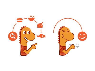 Dino - Character Design character cute delicious design dinosaur foodie orange tasty