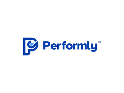 Performly Logo blue branding cloud empower logo management monogram p performance software talents