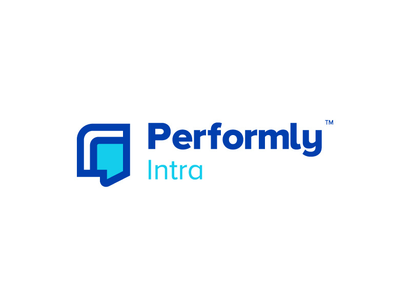 Performly Intra Logo intranet internal logomark blue branding logo talents empower software cloud management performance