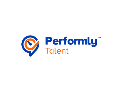 Performly Talent Logo blue branding cloud empower logo management orange performance software talents