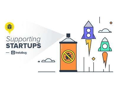 Supporting Startups - Instabug cloud illustrations instabug offer product rocket startups support vector