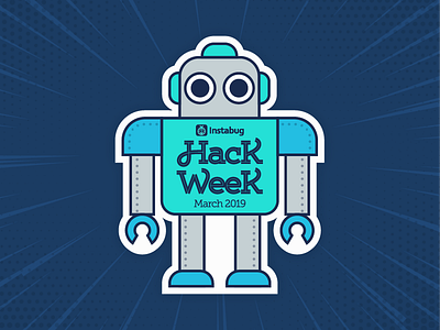 Instabug Hackweek Robot - March 2019 blog blue branding character character design editorial hack week illustration logo march playhard poster robot typography vector