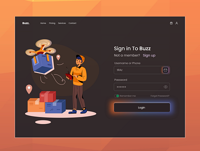 Website landing page design for a drone delivery system. Buzz... app design ill illustration landingpage typography ui ux webdesign website
