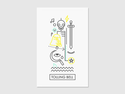 Tolling Bell graphic illustration line icon poster