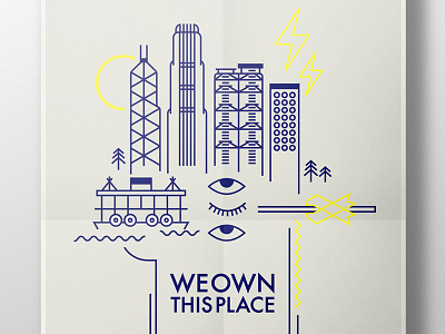 Poster - We own this place concept graphic illustration line icon poster vector