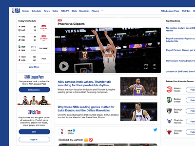 NBA.com Redesign basketball branding component component design design nba news app newsfeed product product design uiux ux web design