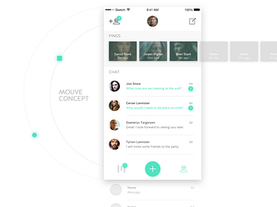 Mouve Concept concept form game of thrones messaging mobile mouve social networking ui ux