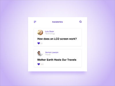 Favorites concept favorite mobile news ui ux