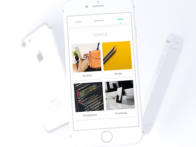 Select a Topic Page color concept design mobile news topics ui ux