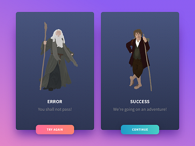 Lord Of The Rings Flash Message concept design error flash message illustration lord of the rings success ui ux web