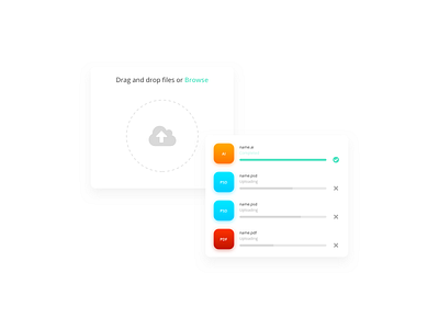Drag And Drop / File Upload Component card design drag drop file upload interaction product ui ux vector