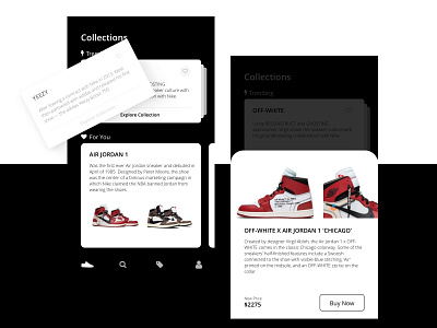 Sneaker Swipe to Explore & Detail View Card Expanded
