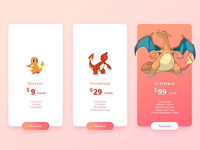 Product Pricing 🤑with Pokemon card charizard charmander charmeleon design illustration illustration art pokemon storytelling ui ux