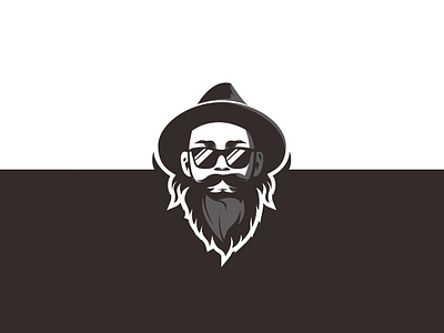 Bearded person with a hat Logo concept. beard bearded man black and white cool design flat icon illustration logo logo design logodesign man minimal people person personal simple sketch symbol vector