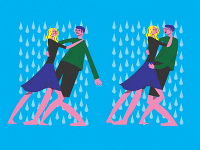 Rain romance characters graphics illustration illustrations kisses romance