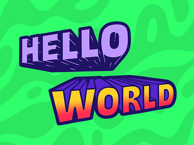 Hello World illustration lettering perspective typography