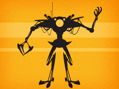 Robot silhouette doodle illustration machine robot vector