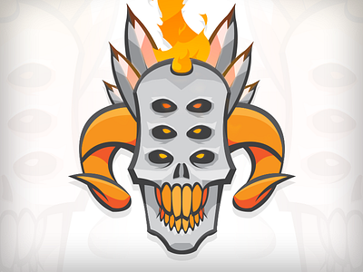 Skull-O-ween demon eyes fire halloween horns illustration skull vector