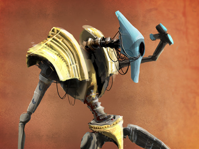 Wandering Robot character design desert digital painting illustration robot