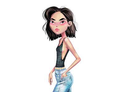 I woke up like this. attitude beautifull character fashion fashion illustration girl hot illustration jeans shirt skinny summer