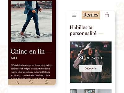 Reales – Website e-commerce design mobile