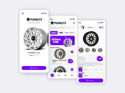 FLGN SHOP App Design app auto branding car design ecommerce felgen graphic design illustration logo rim shop typography ui ux vector