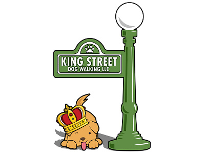 King St Dog Walking crown dog logo street sign