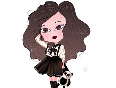 panda chibi digitalart digitalartwork girl illustration